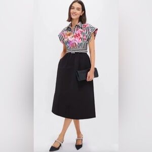 Tuckernuck NWT Flowering Trellis Chloe Dress Midi Floral Pink Size Large